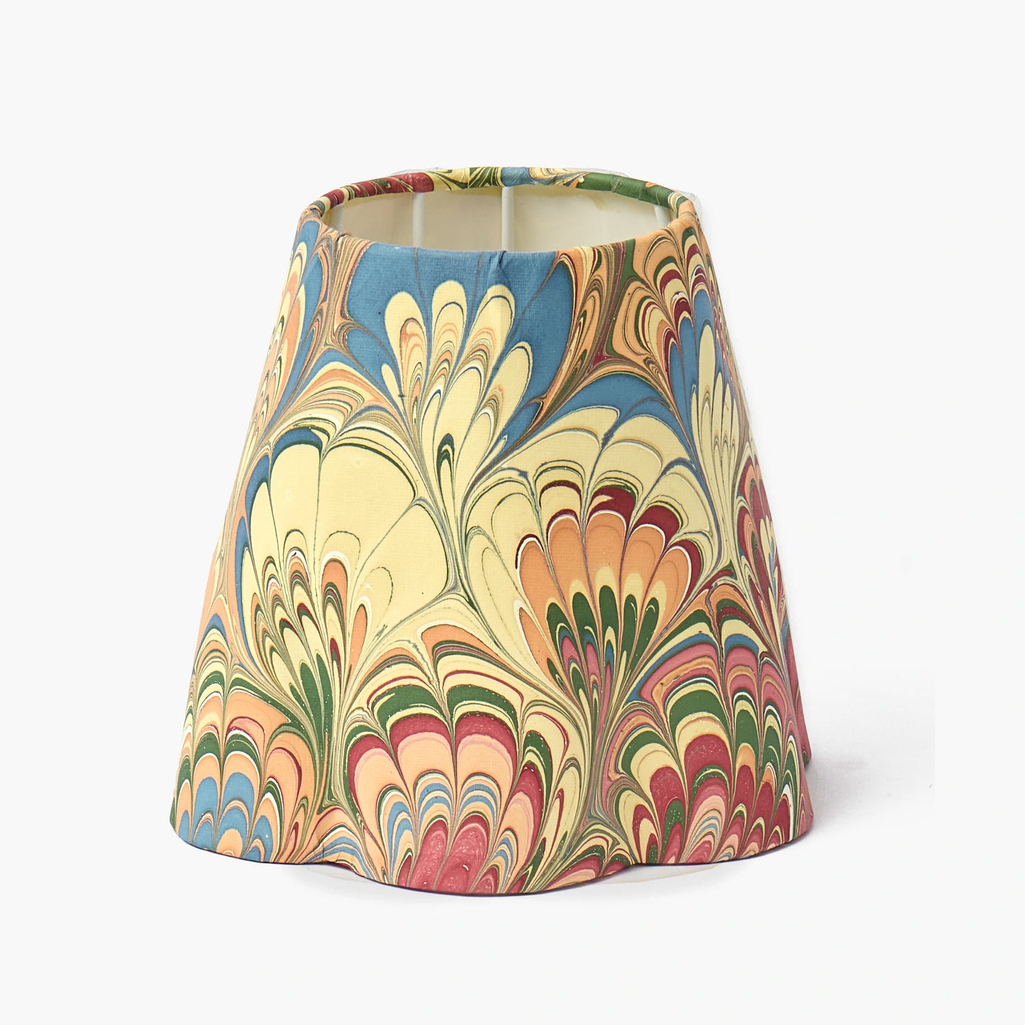 Burnt Bamboo Rechargeable Lamp with Multi Marble Shade (18cm)