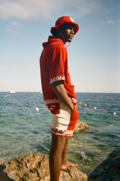 'Le Sirenuse' Late Checkout Cabana Shorts (Red)