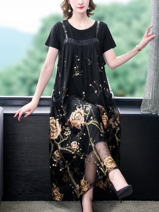 Women's Floral Maxi Salopette Dress - Elegant & Breathable | Eva Trends