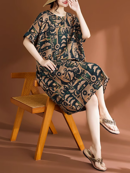 Women's Flowing Summer Printed Midi Dress | Eva Trends