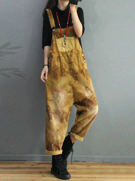 Earthwash Corduroy Dungarees with Side Button Details