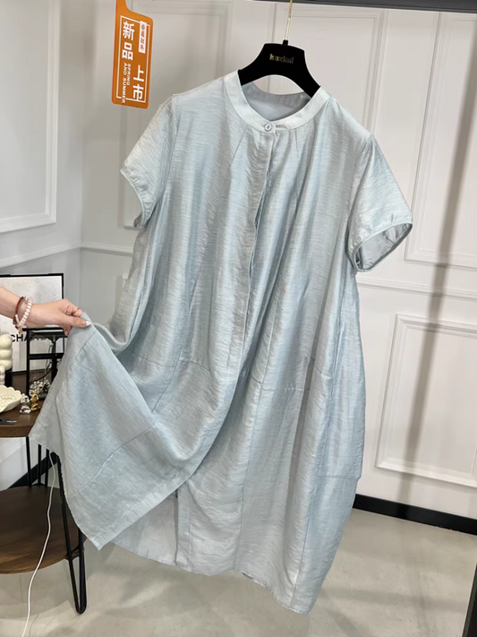 Elegant Women's Loose Summer Midi Shirt Dress | Eva Trends
