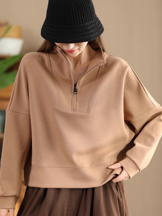 Cozy Women's Half Open Collar Loose Sweater | Eva Trends