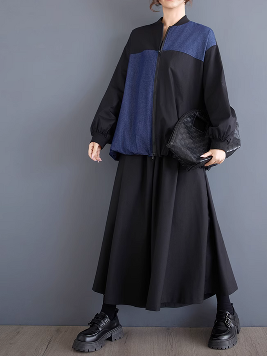 Women’s Classic Winter Warm Stand Collar Black Jacket Top