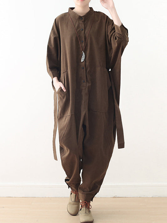 Cotton Belted Utility Jumpsuit - Relaxed Everyday Fit
