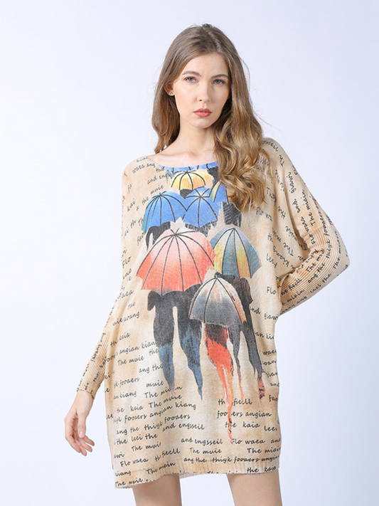 Chic Women's Print Mid-Length Sweater Top | Eva Trends