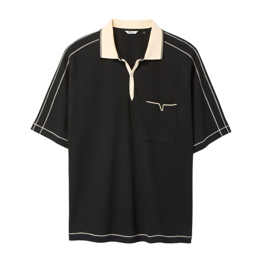 Raglan Mesh Polo (Black)