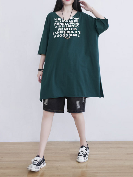 Women's Summer Casual Outing Wear Alphabet Midi Dress.