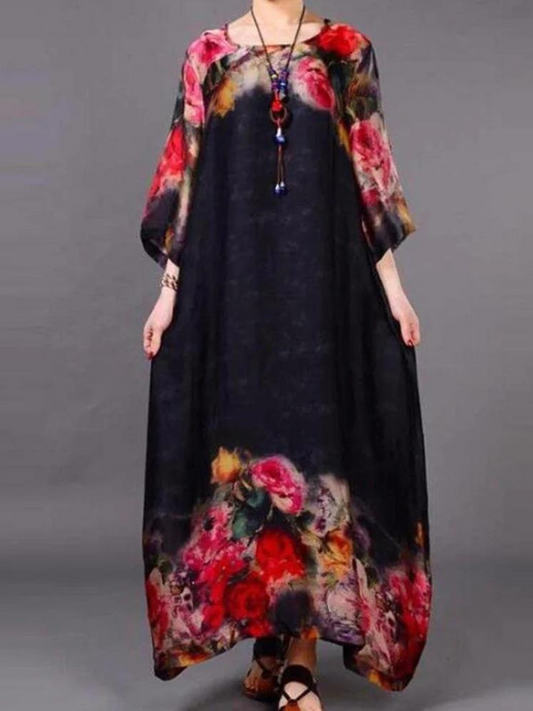 Dreamy Women's Rose Silk Maxi Dress | Eva Trends
