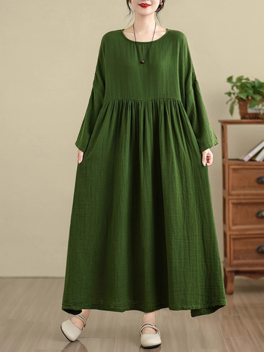 Elegant Women's Pleated Solid Color Smock Dress | Eva Trends