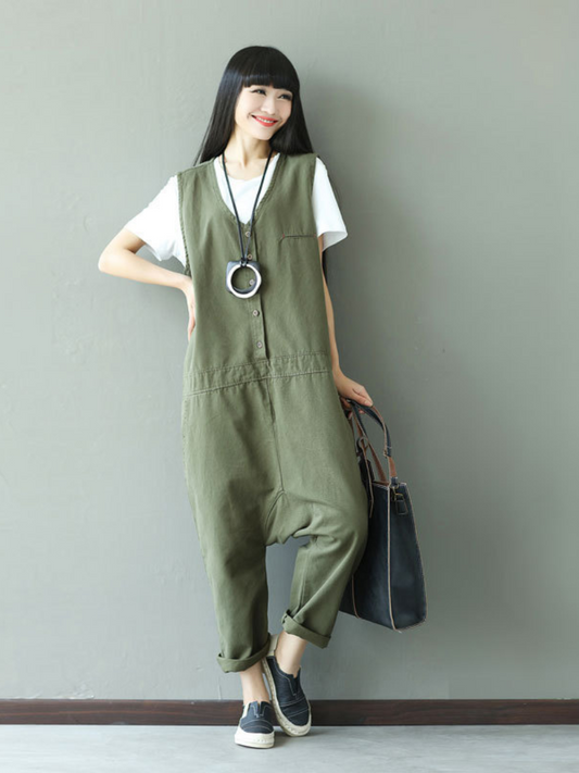Stylish Button Front Denim Overalls for Women | Eva Trends