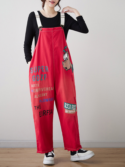 Chic & Trendy Women's Cartoon Denim Overalls | Eva Trends