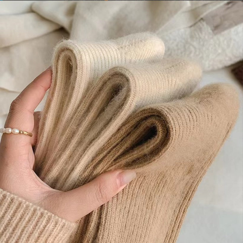 Autumn And Winter Solid Color Wool Socks