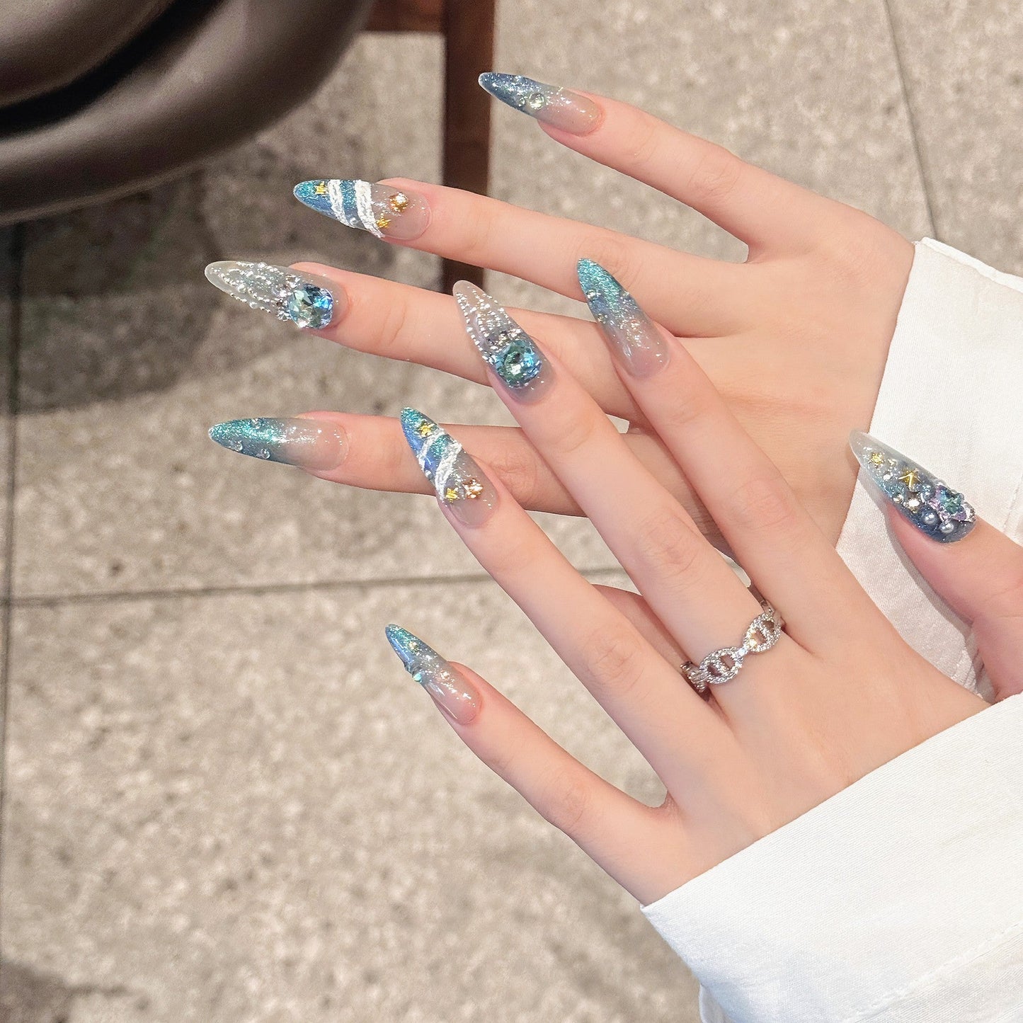 Angel Feather Haze Blue Gray Cat Eye Fairy Shiny Manicure
