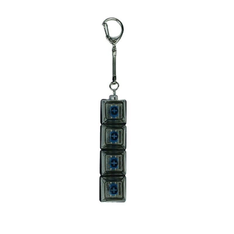 4Keys Mechanical Keyboard Electronic Luminous Transparent Crystal Height Pressure Reduction Finger Button Anti Stress Keycap Toy Schoolbag Pendant Keychain Decompression Clicker Gadget Gift