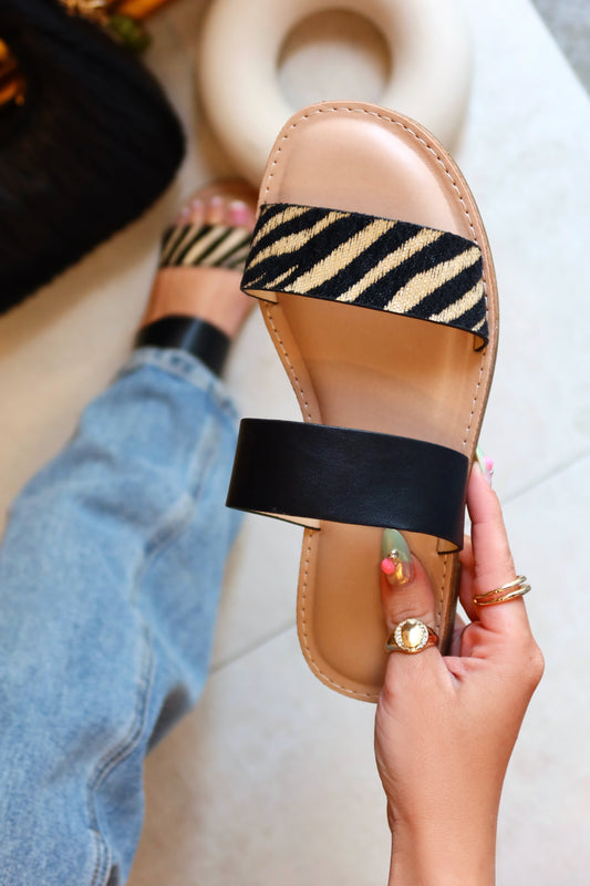 Isabella Slide Sandals - Zebra