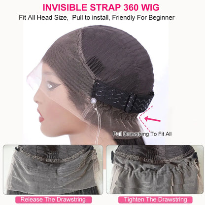 250 Density Deep Wave 360 Lace Front Human Hair Wig - Brazilian Remy Glueless Chocolate Brown Wig 26-36 Inches