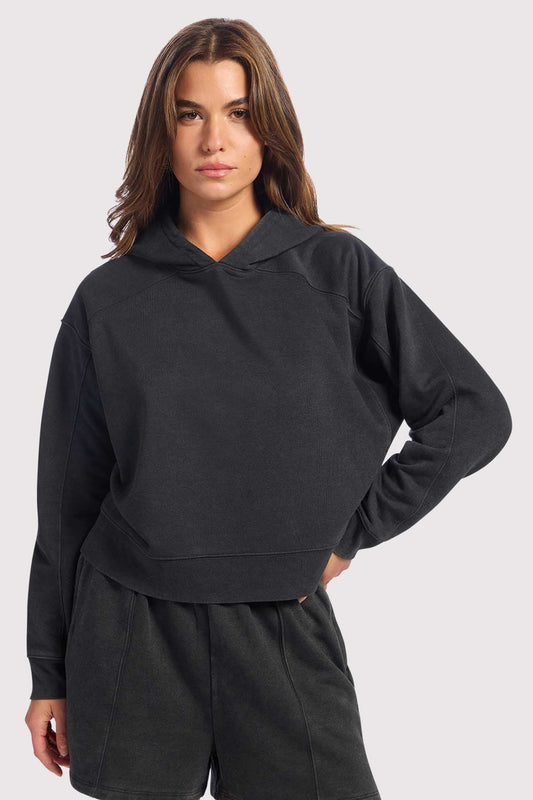 Vintage Fleece Cropped Hoodie | Washed Black