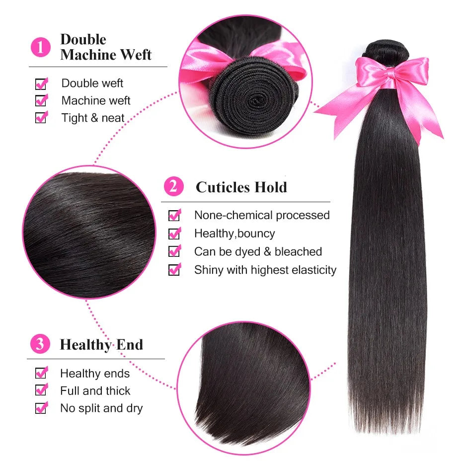 Brazilian Straight Hair Weaves bundles raw hair 100% Human Hair Bundles Straight Hair Extension Natural Color 1Bundle ISEE hair