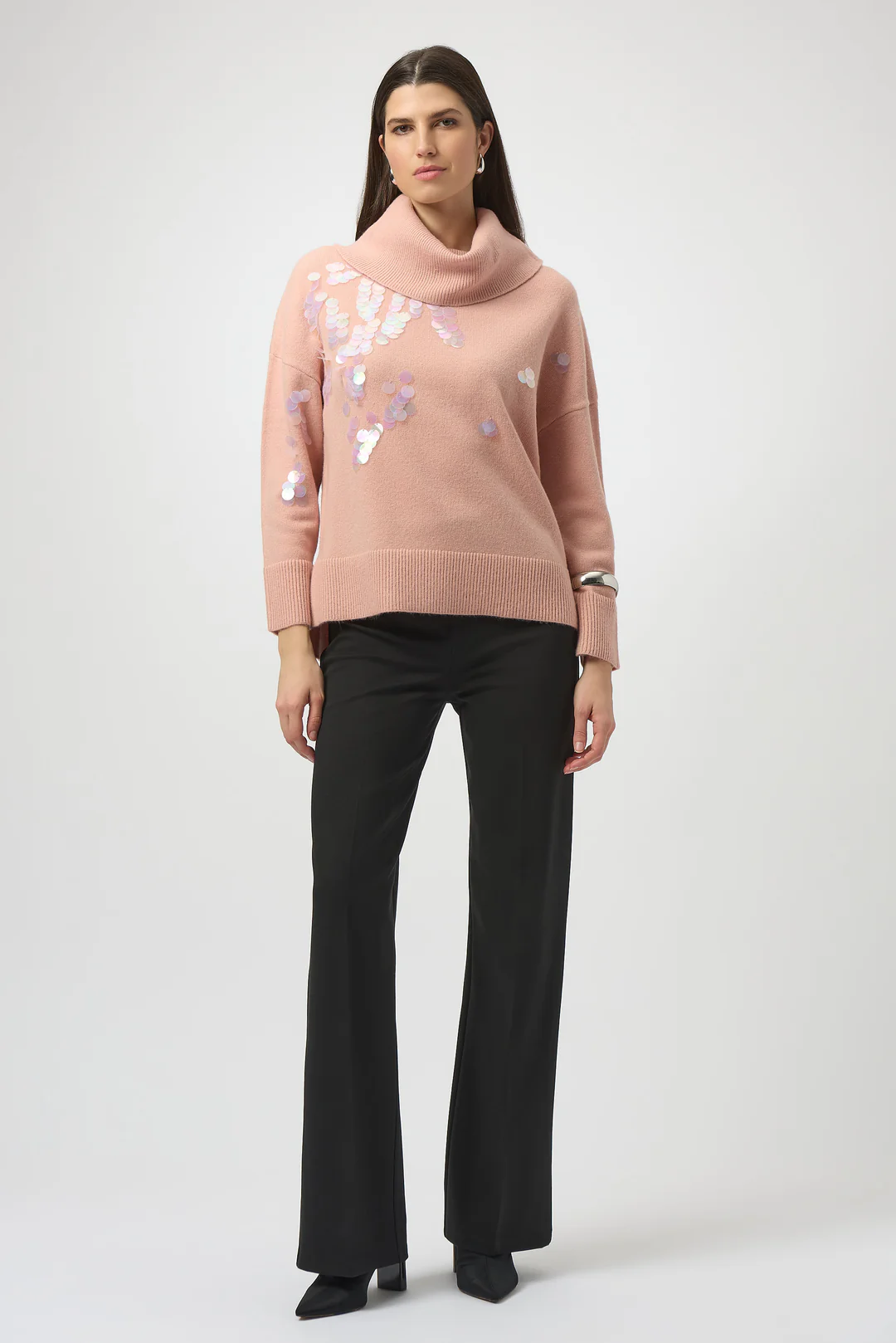 Joseph Ribkoff Sequined Turtle Neck Pullover Sweater 254942