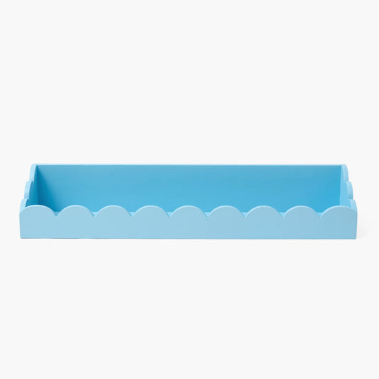 Soft Blue Scalloped Lacquer Shelf