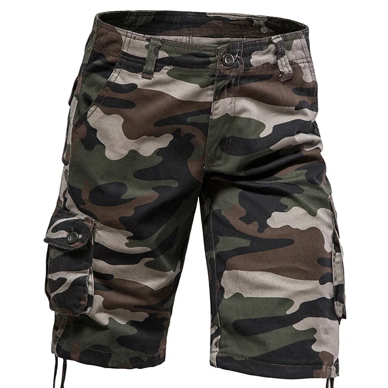 Men's Camo Cargo Shorts – Breathable Cotton Outdoor Sports Half Pants with Side Pockets