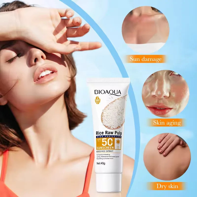 Facial Sunscreen Cream SPF 50+ Body Protector Solar Lotion Long-Lasting Non-Greasy Prevent Sunburn UV Protection Sun Sunblock
