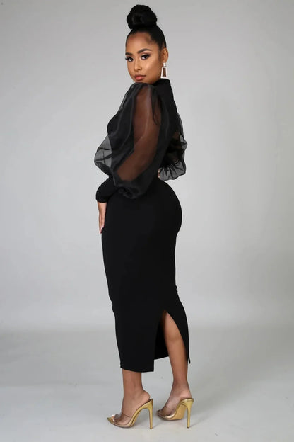 Elegant Spring Summer Dress for Women Long Sleeve Evening Gown Women Clothing Temperament Half High Collar Bodycon Dress Vestido