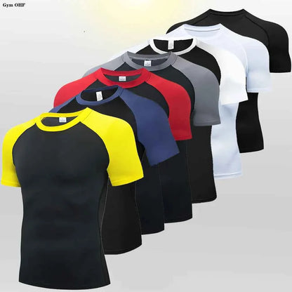 Men's T-Shirt Running Sport T Shirt Men Compression Top Tee Fitness Quick Dry Tight Training Gym Sport Running Shirts Men Jersey