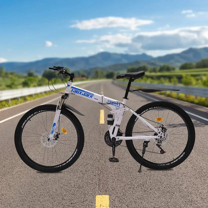 26" Foldable Mountain Bike for Men - 21-Speed All-Terrain Commuter with Dual Disc Brakes