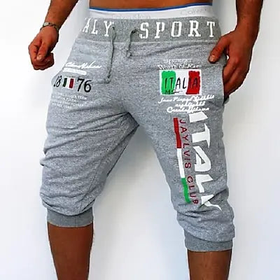 Men's Athletic Shorts Sweat Shorts Capri Pants Drawstring Print Letter Sports Outdoor Weekend Streetwear Stylish Sweatpants Male