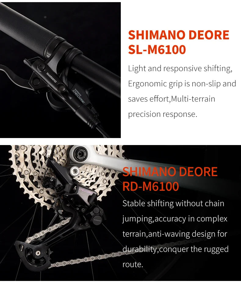 SAVA Men's Carbon Fiber Mountain Bike 12-Speed Adult MTB Bicycle Frame 27.5/29 Inch Shimano M6100 Components