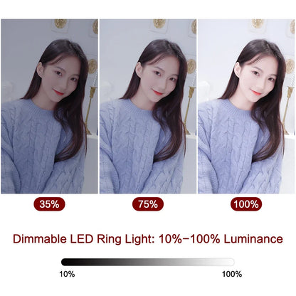 10" 26cm Dimmable LED Ring Light Kit with Tripod – 120 Beads USB Selfie & Live Streaming Lamp for Photography, Video & Makeup