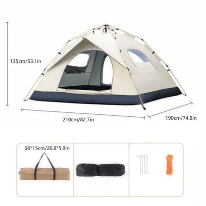 4-Person Pop-Up Camping Tent – Two Doors & Two Windows, 4-Season, 1500-2000mm Waterproof