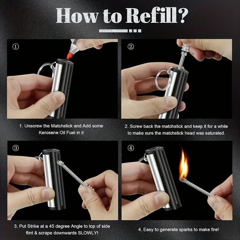 1-50pack Match Lighter, Flint Metal Match Lighter, Outdoor Camping Portable Emergency Survival Lighter, Can Light 10,000 Times
