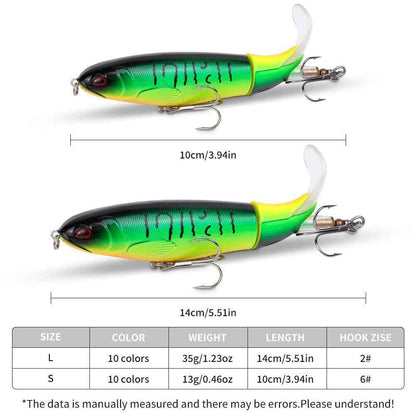 5-Piece Topwater Pencil Lure Set – Rotating Tail, 10cm/13g, Freshwater & Saltwater