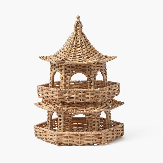 Thea Rattan Pagoda Lantern - 30cm