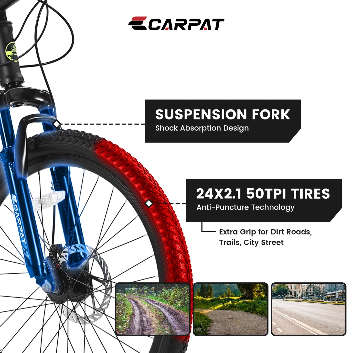 24" Youth Mountain Bike | Shimano 21-Speed, Dual Disc Brakes & Front Suspension