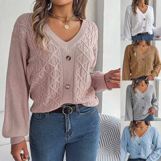 Women's Cable-Knit Puff-Sleeve Pullover Sweater – 4 Colors