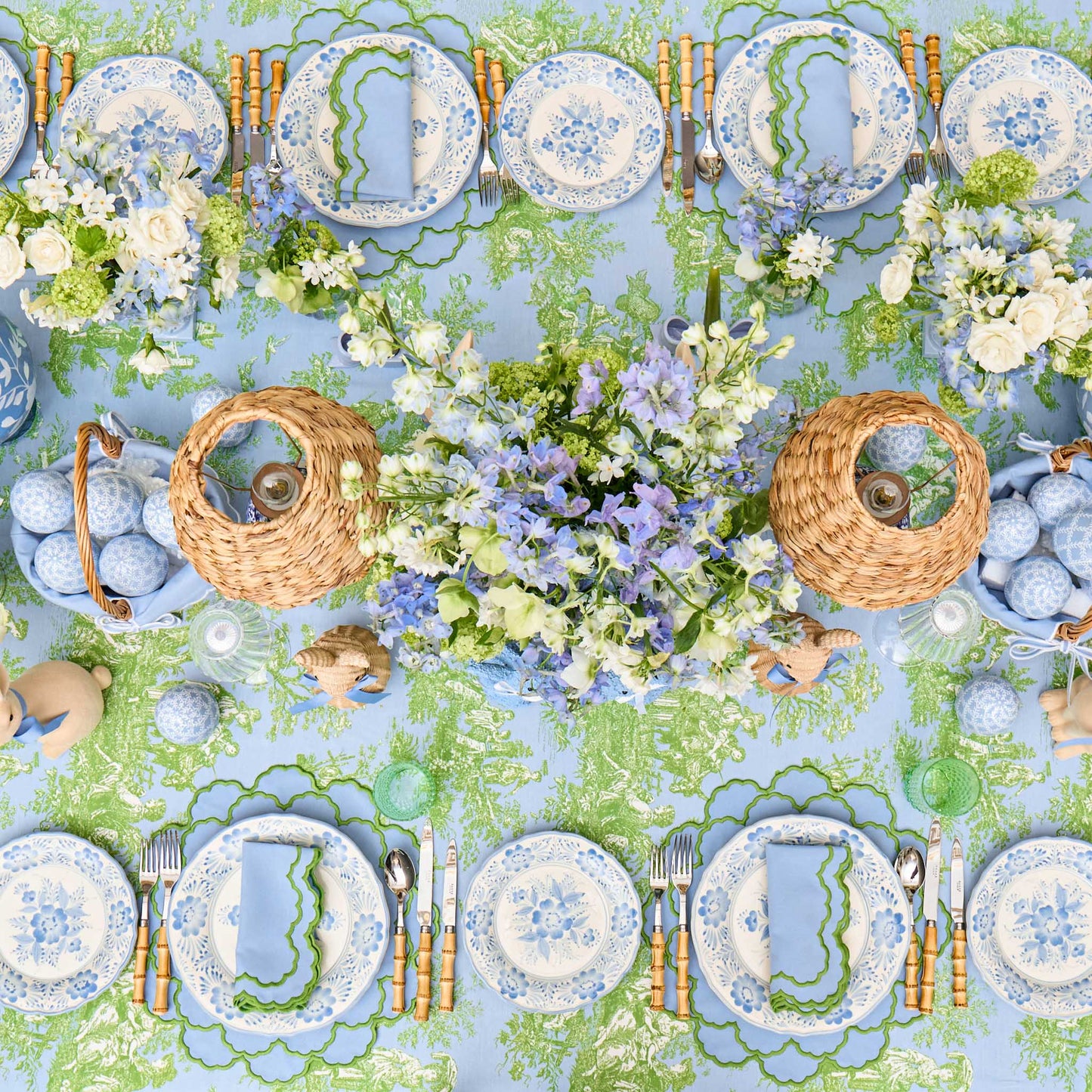 Ottilie Blue Toile Tablecloth