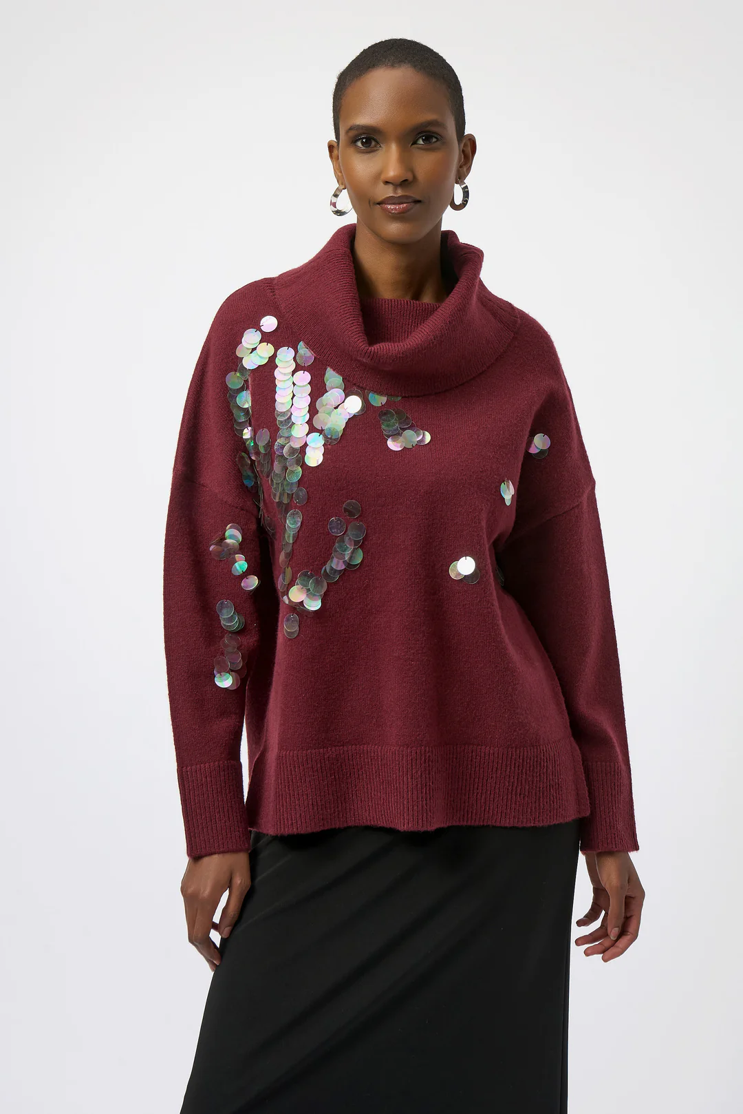 Joseph Ribkoff Sequined Turtle Neck Pullover Sweater 254942