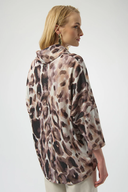Joseph Ribkoff Off-White/Multi Animal Print 3/4 Sleeves Tunic Top 254033