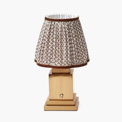 Square Rechargeable Lamp with Chocolate Lotus Shade (18cm)