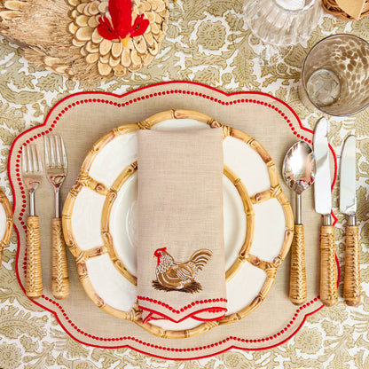 Putty & Red Eloise Linen Placemats (Set of 4)