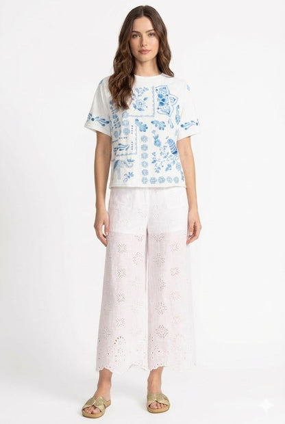 Johnny Was Jade White Dolores Wide Leg Pant L60125-5