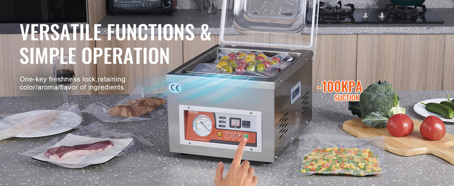 SucceBuy DZ-260A Chamber Vacuum Sealer with 15.7" Sealing Length Kitchen Vacuum Packing Machine for Home Foods Meats Marinades