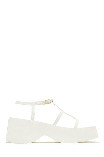 Beach Trip Flat Platform Sandals - White