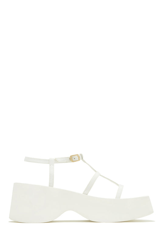 Beach Trip Flat Platform Sandals - White