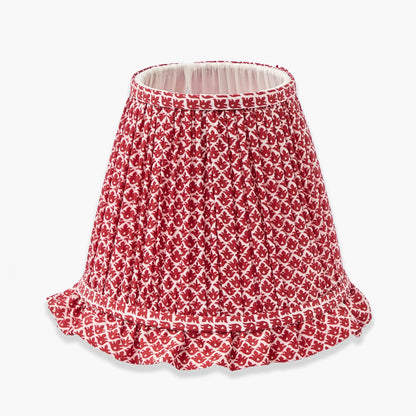 Glass Bardot Rechargeable Lamp with Red Lotus Ruffle Shade (18cm)