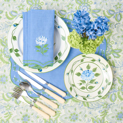 Blue Rose Bud Starter Plates (Set of 4)